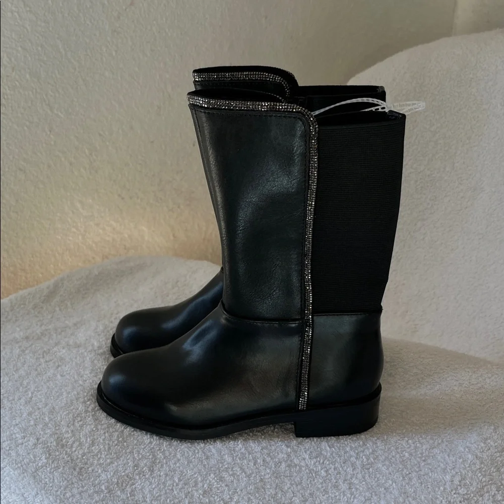 Steve Madden Black Kids Boots with Silver Trim